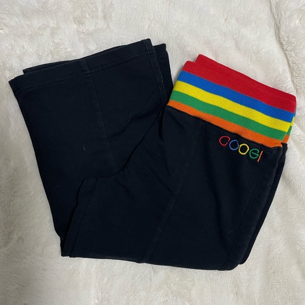 COOGI Black Rainbow Waistband Cropped Sweatpants Size Small